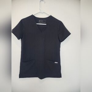 Figs Black Short Sleeve Fitted Crew Neck Tee